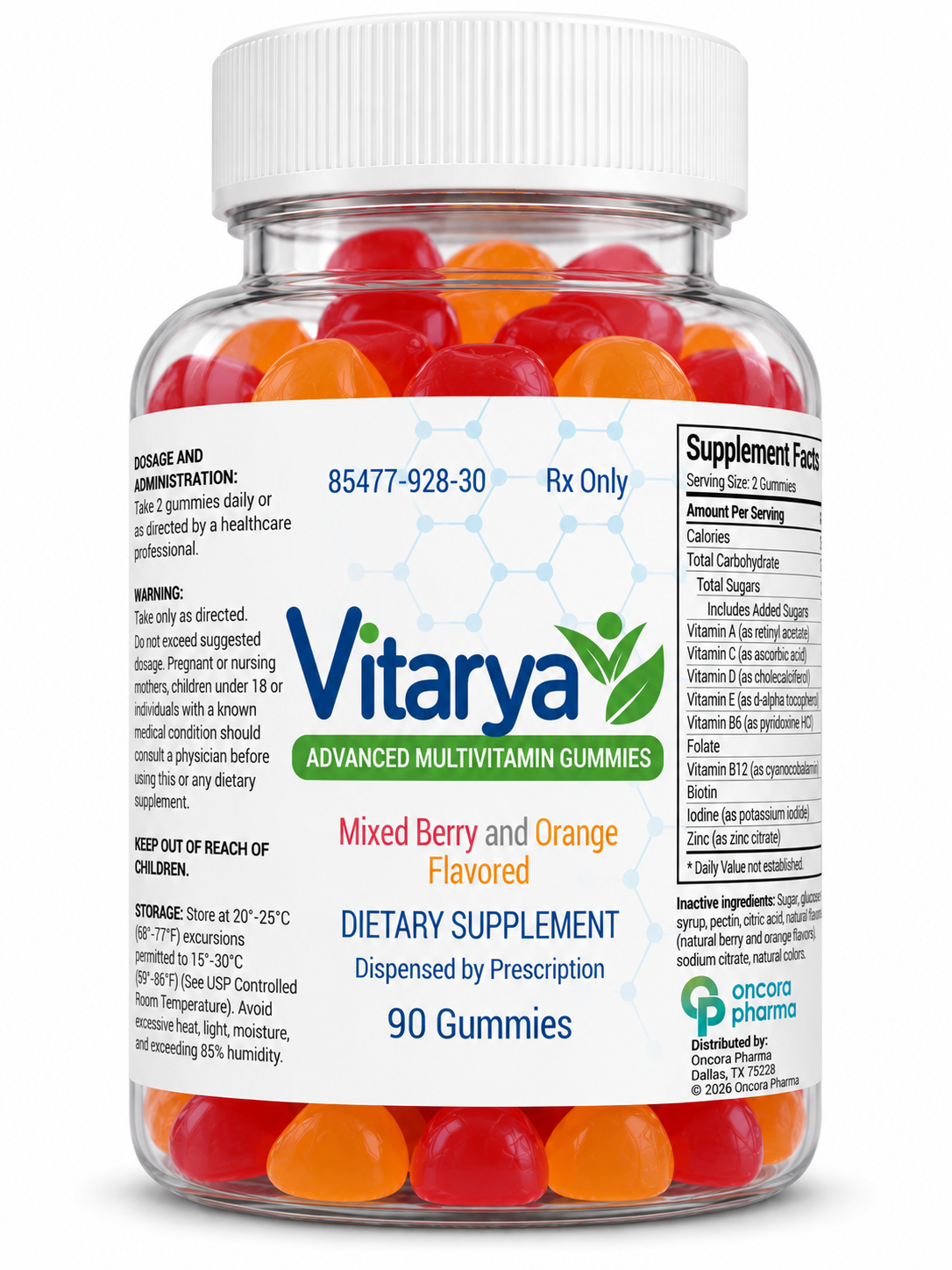 Vitarya advanced multivitamin gummies 90-count bottle